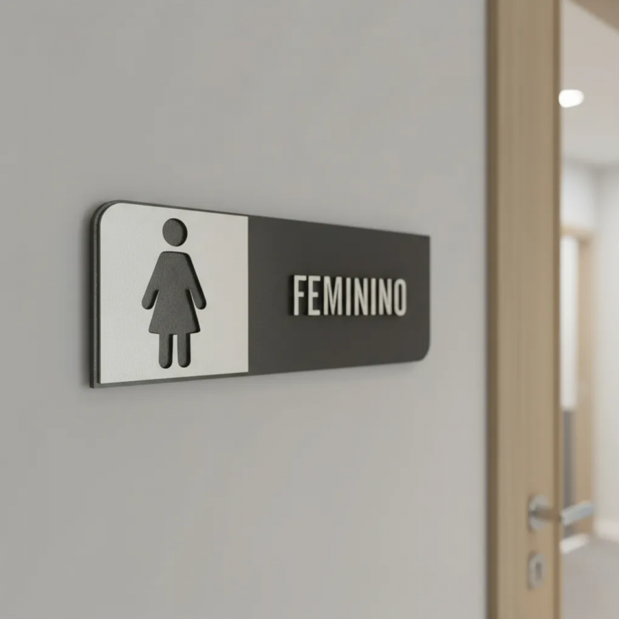 Placa de Sinalização Indicativa MDF 3D - WC Feminino